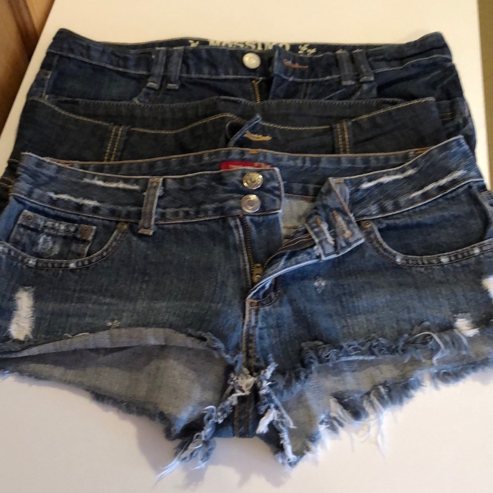 3 denim shorts. Mossimo, Forever 21, and Wet Seal.